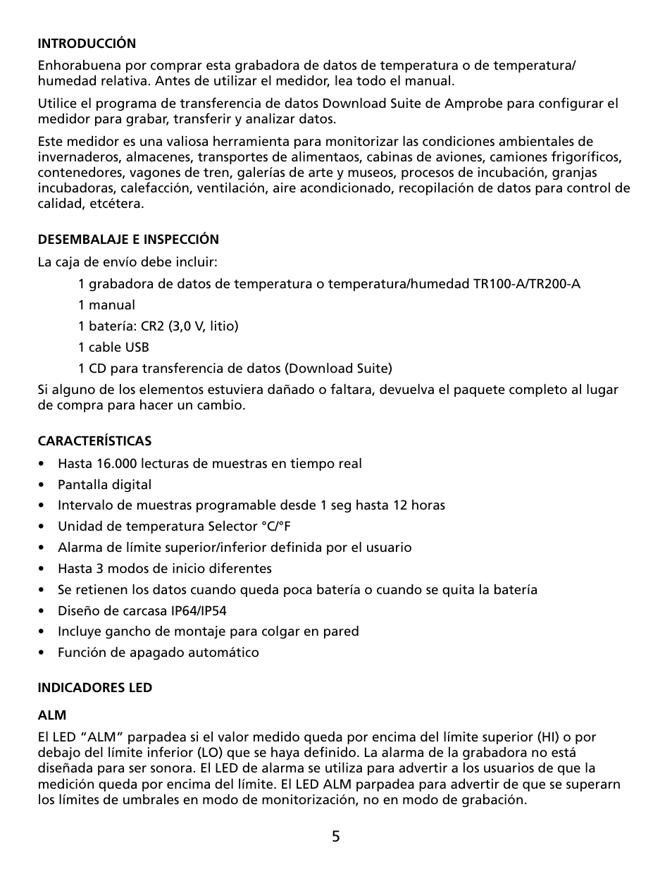 Amprobe TR100-A TR200-A Temperature-Humidity-Data-Loggers User Manual | Page 46 / 62