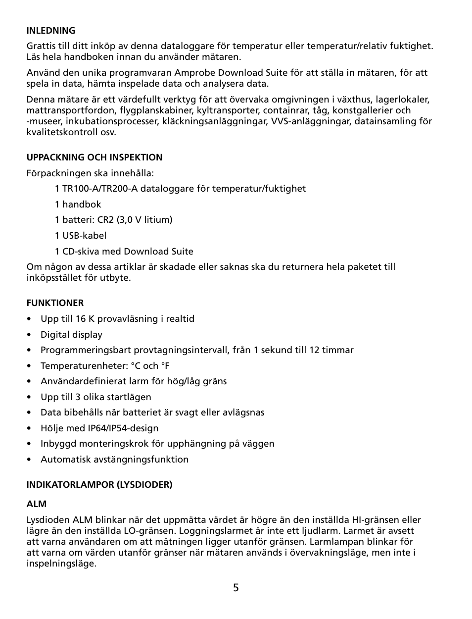 Amprobe TR100-A TR200-A Temperature-Humidity-Data-Loggers User Manual | Page 56 / 62