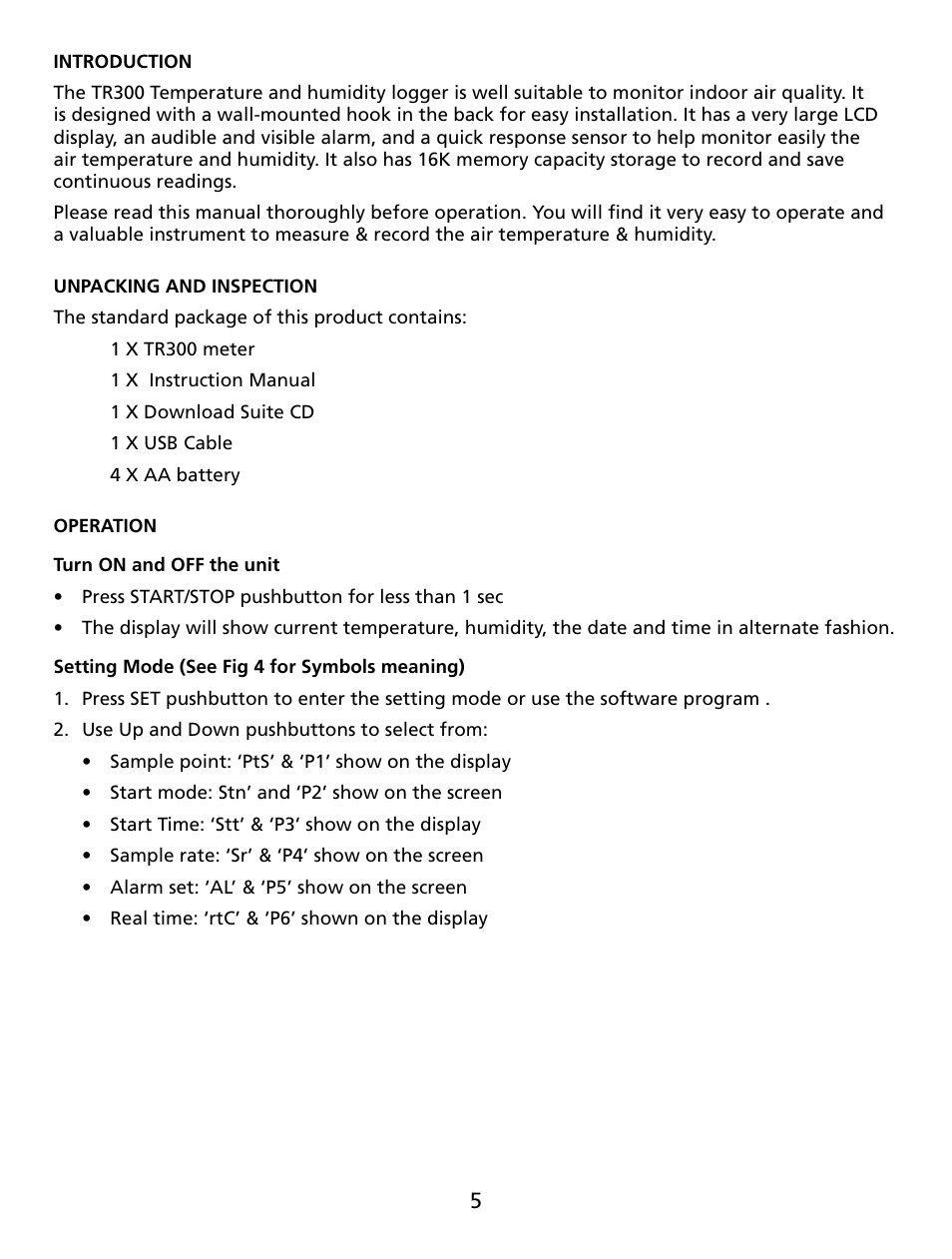 Amprobe TR300 Temperature-Relative-Humidity-Data-Logger User Manual | Page 6 / 86
