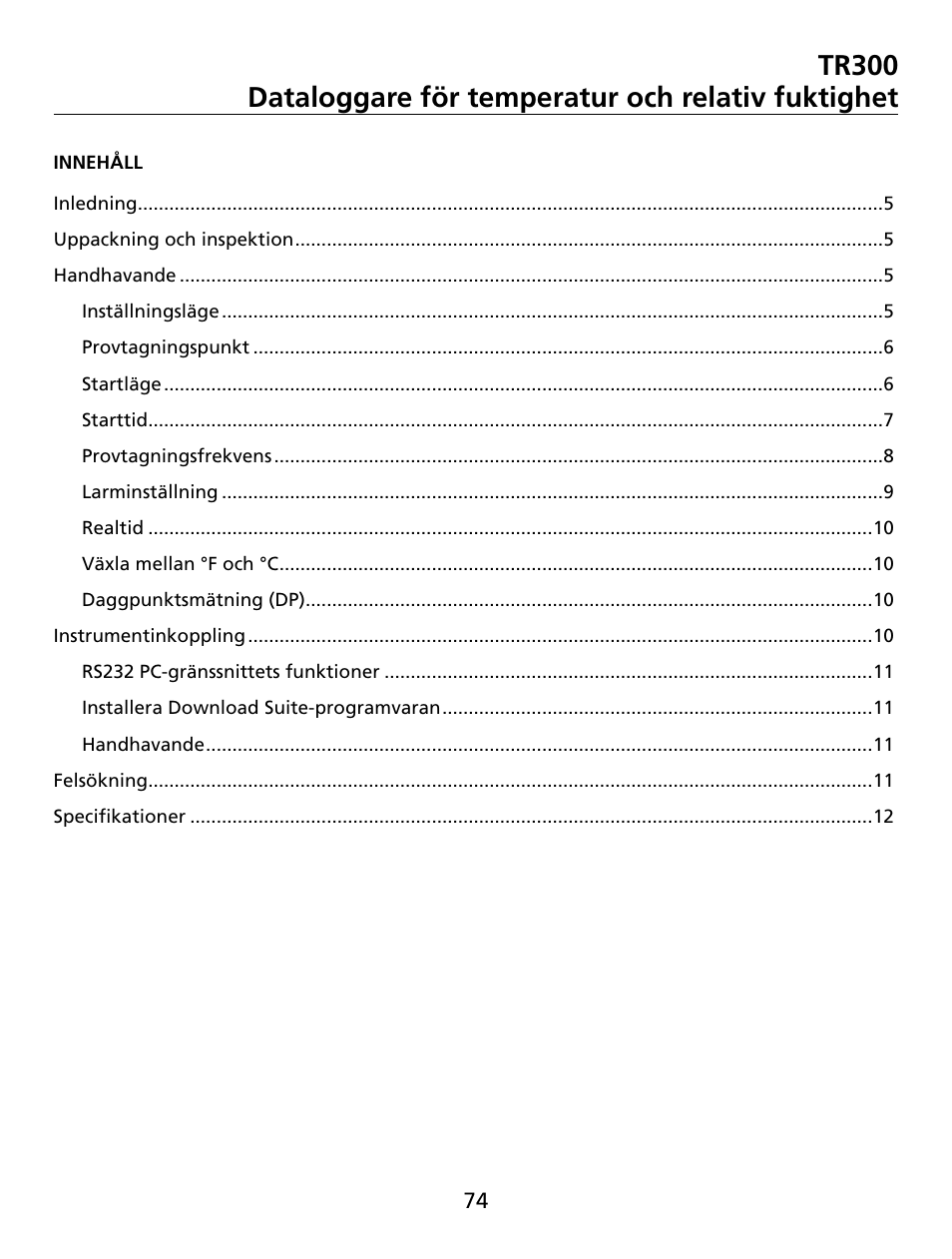 Amprobe TR300 Temperature-Relative-Humidity-Data-Logger User Manual | Page 75 / 86