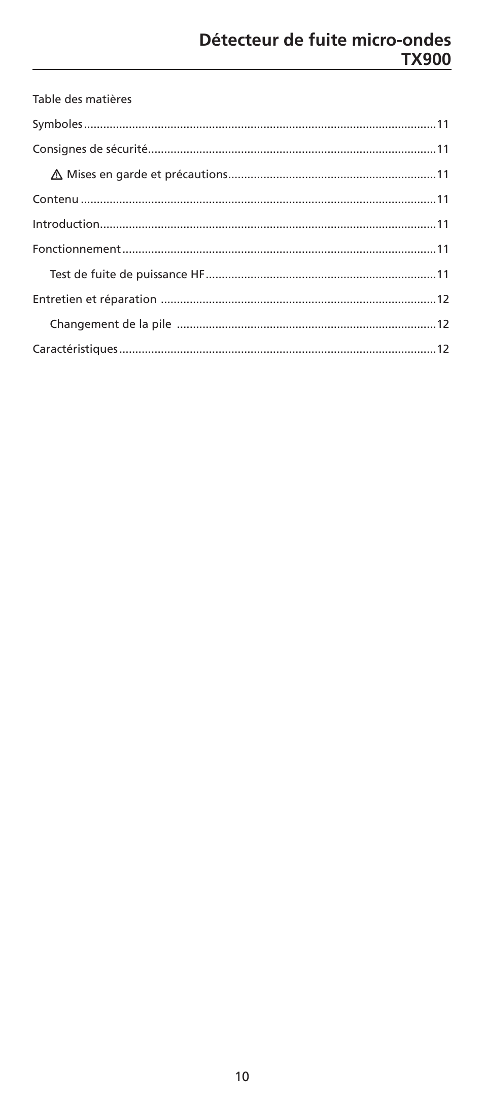 Détecteur de fuite micro-ondes tx900 | Amprobe TX900 Microwave-Leakage-Detector User Manual | Page 11 / 38