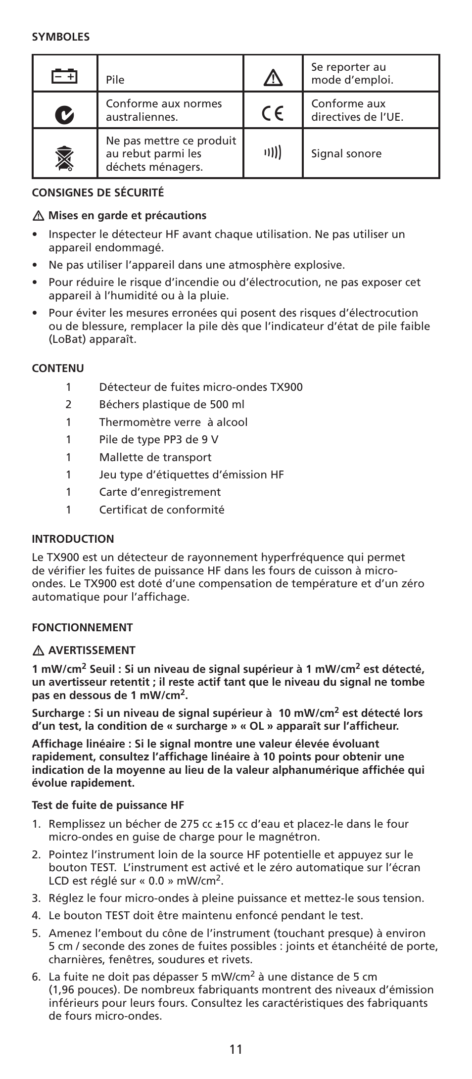 Amprobe TX900 Microwave-Leakage-Detector User Manual | Page 12 / 38