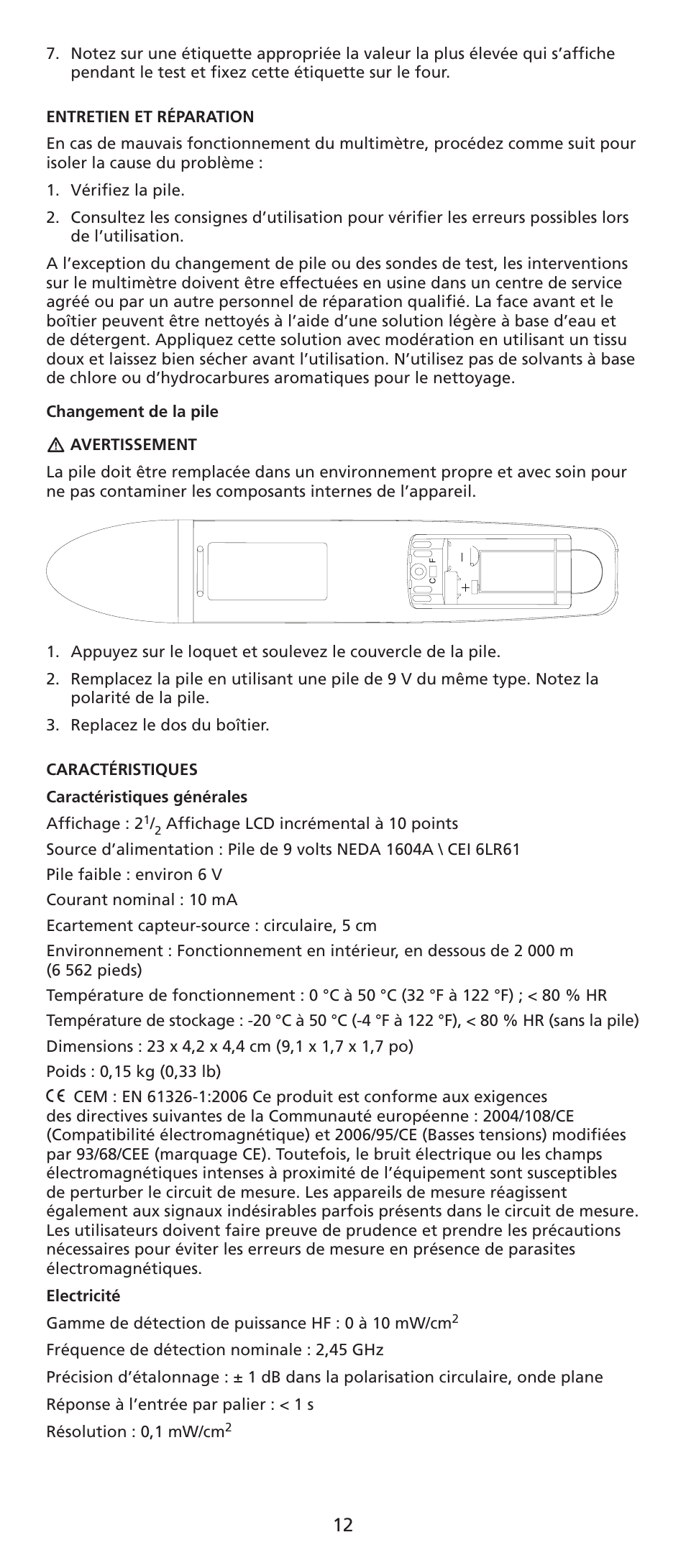 Amprobe TX900 Microwave-Leakage-Detector User Manual | Page 13 / 38