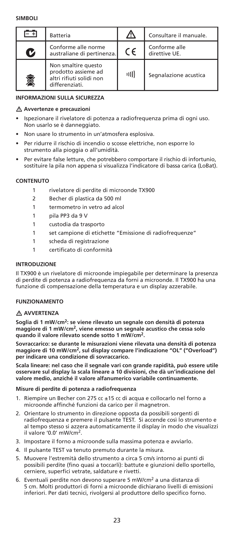 Amprobe TX900 Microwave-Leakage-Detector User Manual | Page 24 / 38