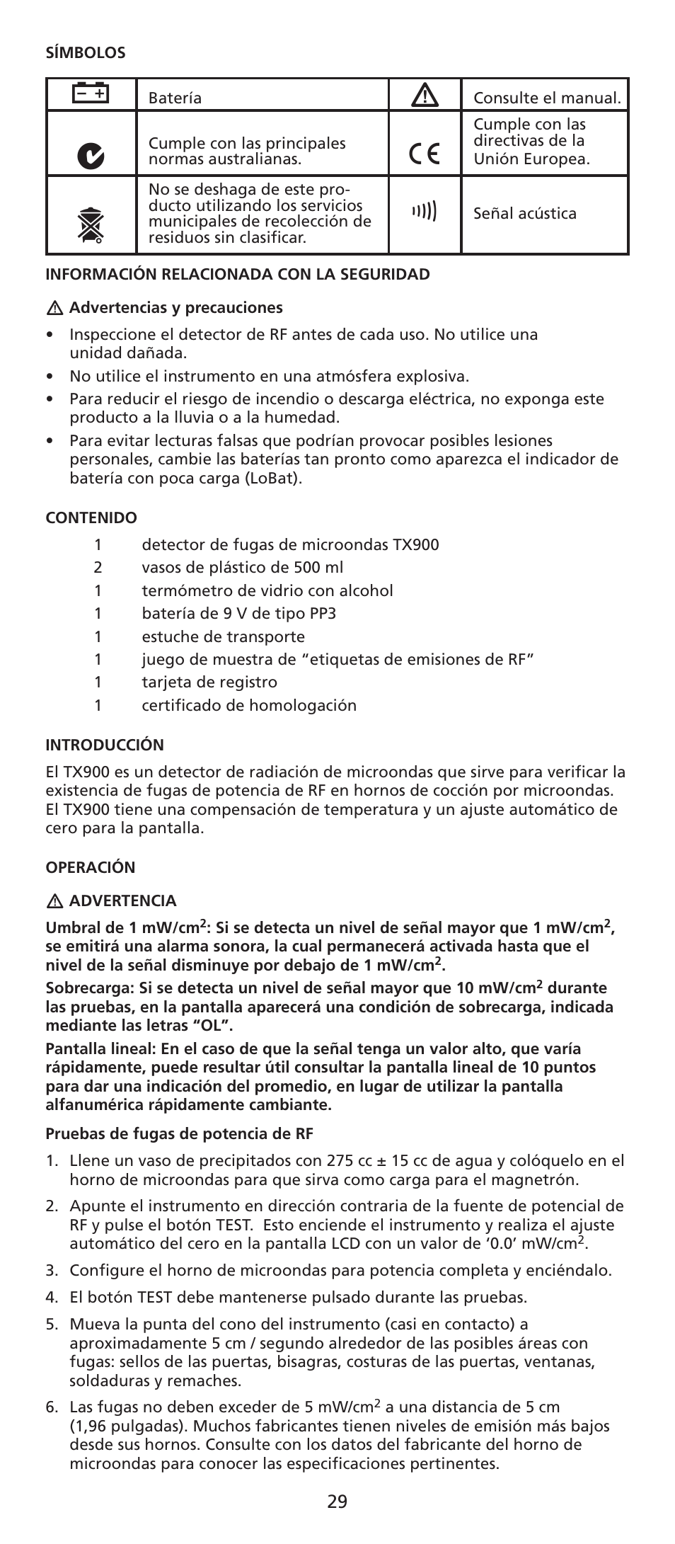 Amprobe TX900 Microwave-Leakage-Detector User Manual | Page 30 / 38