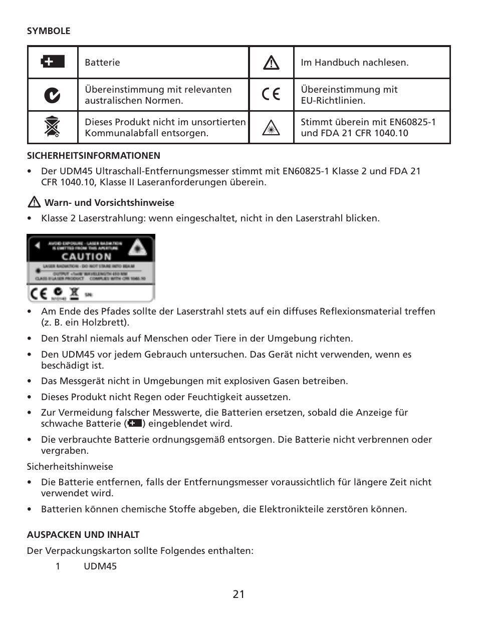 Amprobe UDM45 Ultrasonic-Distance-Meter User Manual | Page 22 / 50