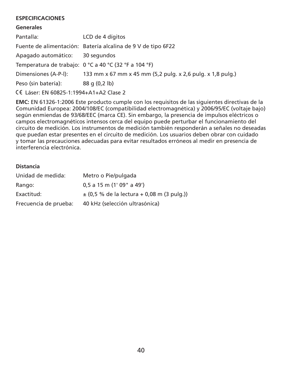 Amprobe UDM45 Ultrasonic-Distance-Meter User Manual | Page 41 / 50