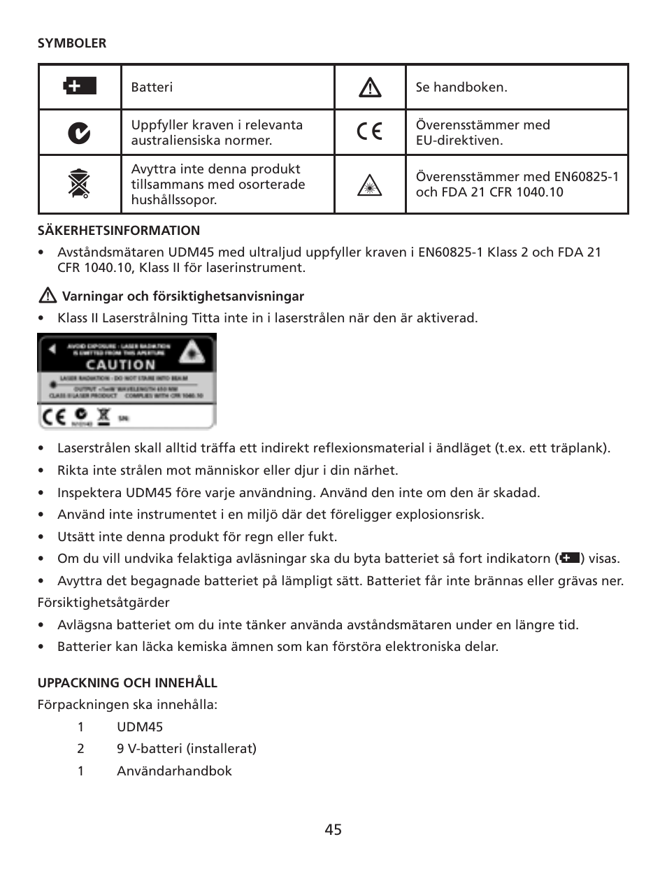 Amprobe UDM45 Ultrasonic-Distance-Meter User Manual | Page 46 / 50