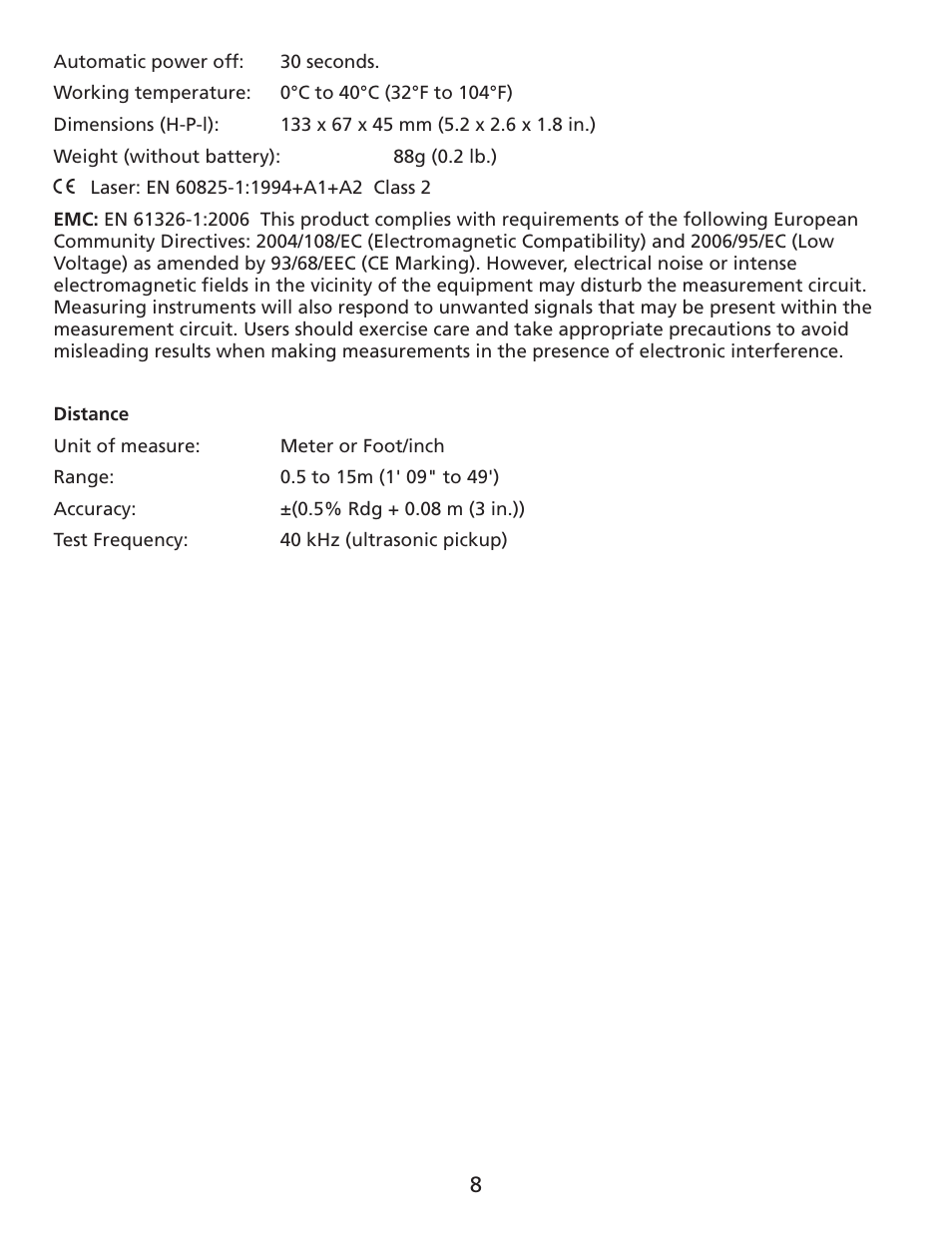 Amprobe UDM45 Ultrasonic-Distance-Meter User Manual | Page 9 / 50