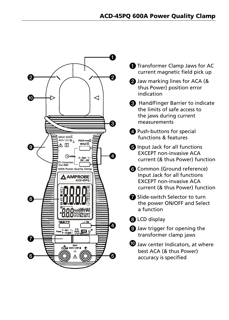 Amprobe ACD-45PQ Power-Quality-Clamp User Manual | Page 5 / 30