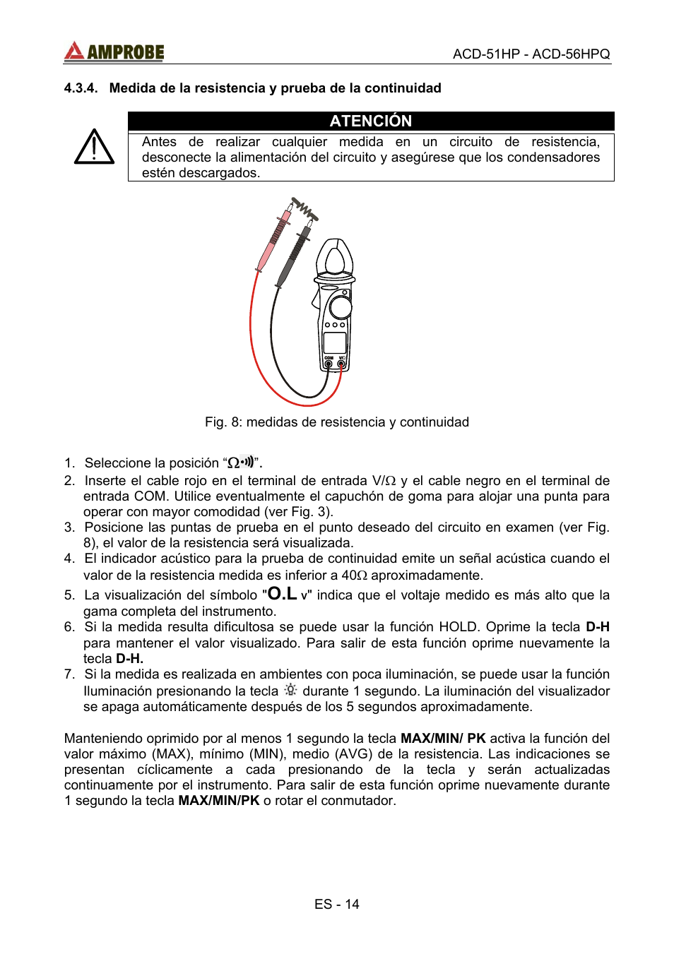 Amprobe ACD-51HP Power-Quality-Clamp-Ons User Manual | Page 52 / 71