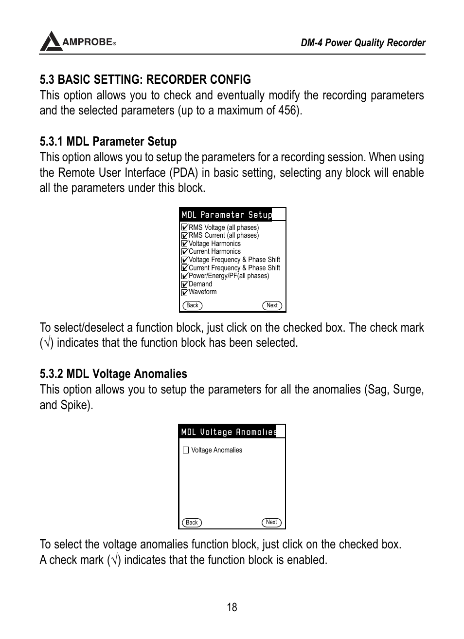 Tion | Amprobe DM-4 Power-Quality-Recorder User Manual | Page 19 / 58