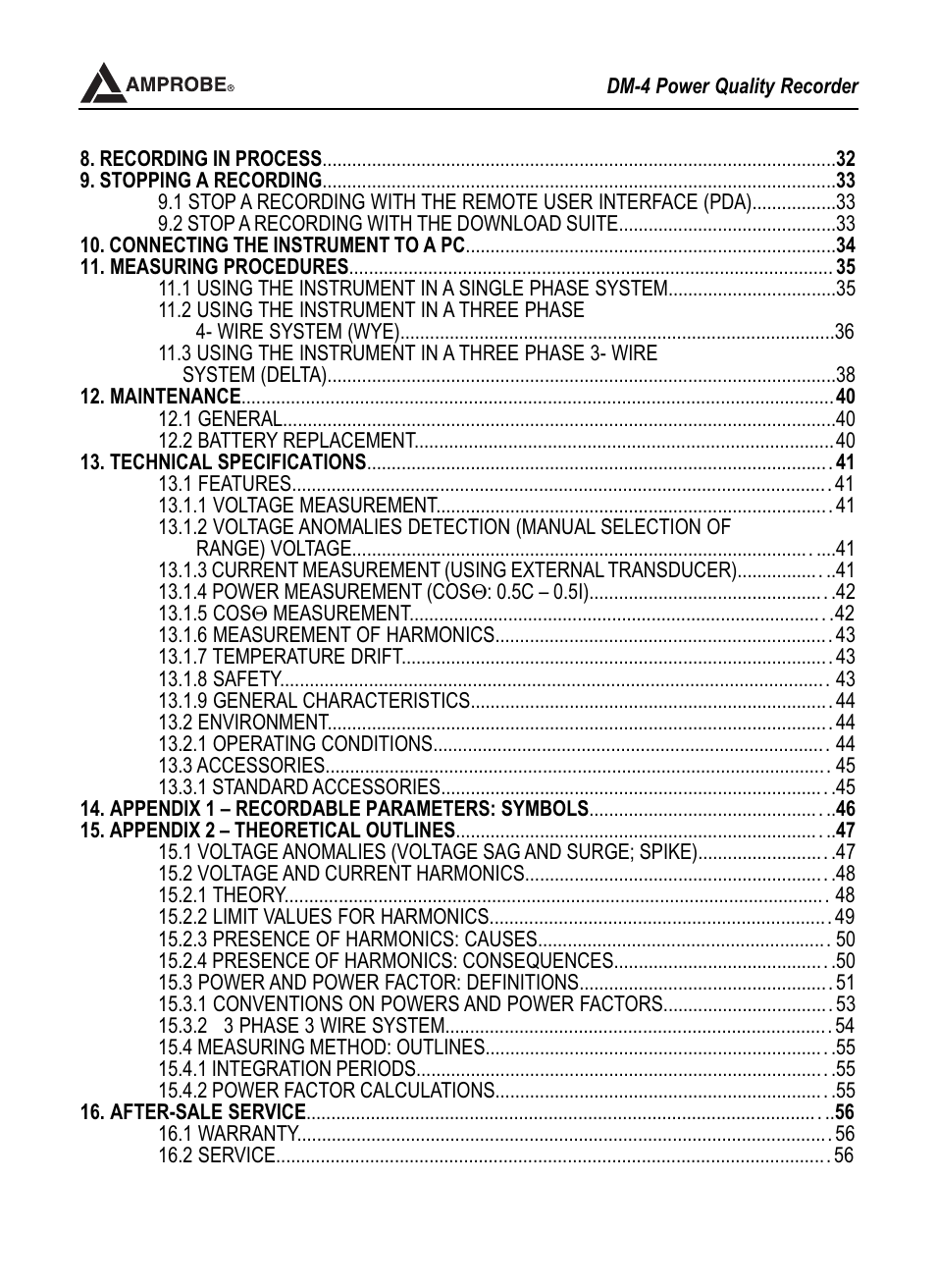 1 general, Instructions | Amprobe DM-4 Power-Quality-Recorder User Manual | Page 3 / 58
