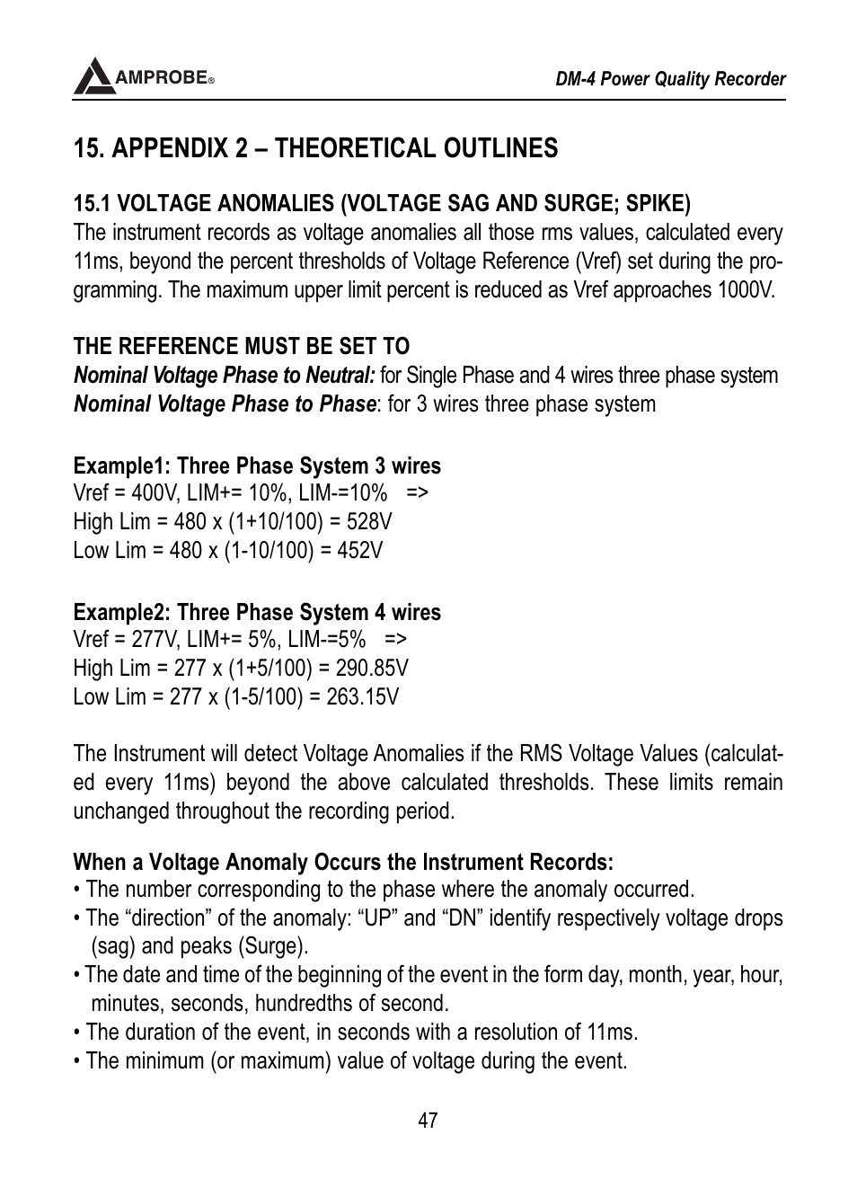 Appendix 2 – theoretical outlines | Amprobe DM-4 Power-Quality-Recorder User Manual | Page 48 / 58