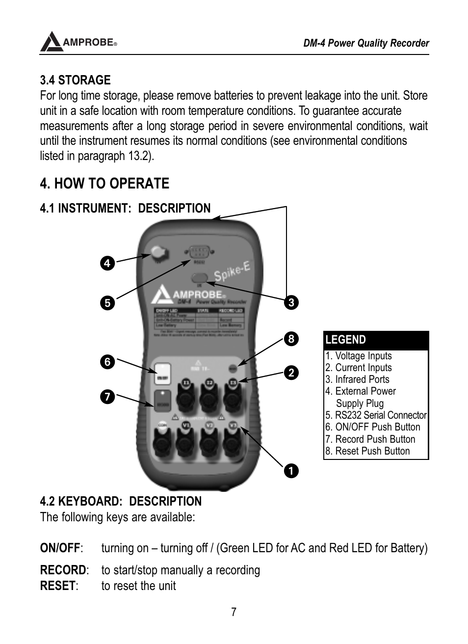 How to operate | Amprobe DM-4 Power-Quality-Recorder User Manual | Page 8 / 58