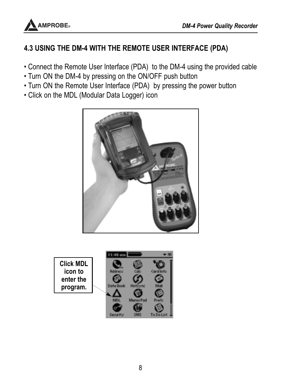 Ace (pda | Amprobe DM-4 Power-Quality-Recorder User Manual | Page 9 / 58