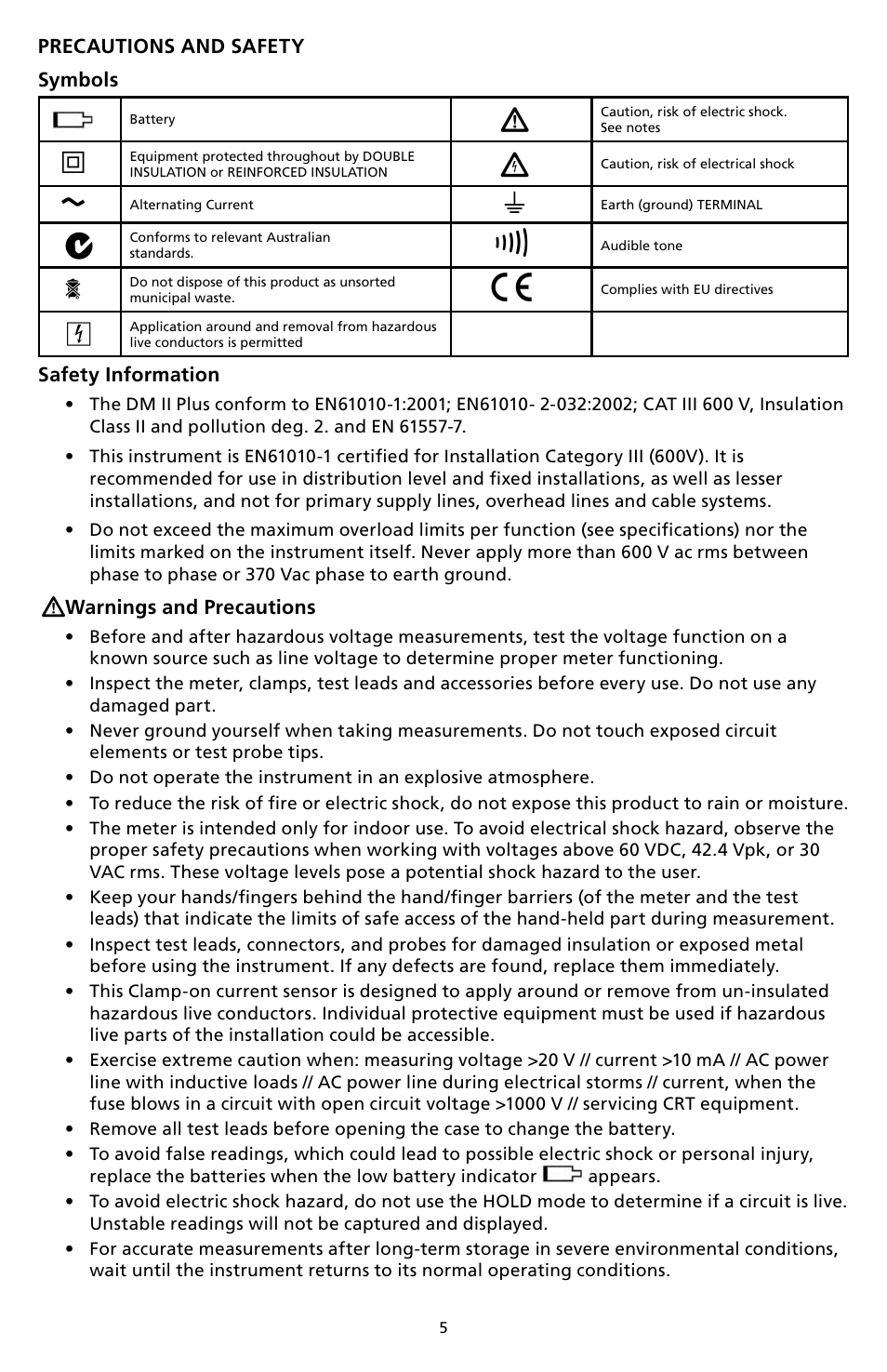 Amprobe DM-II-PLUS Power-Quality-Recorder User Manual | Page 7 / 194