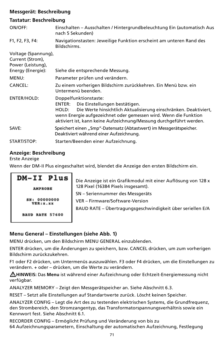 Amprobe DM-II-PLUS Power-Quality-Recorder User Manual | Page 73 / 194