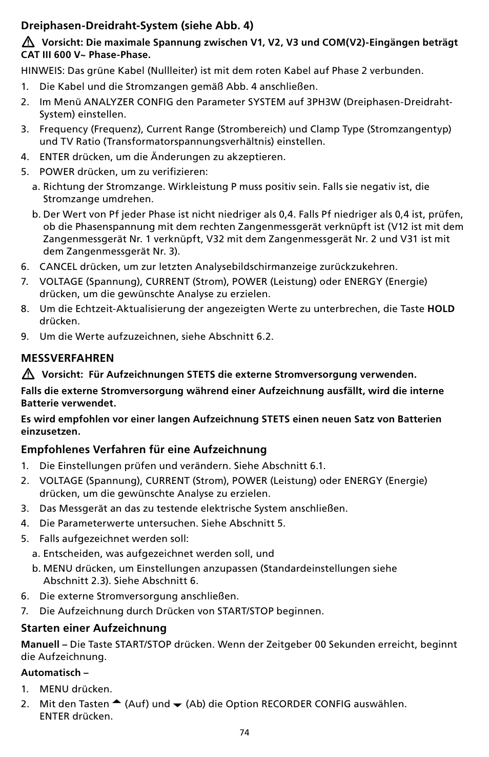 Amprobe DM-II-PLUS Power-Quality-Recorder User Manual | Page 76 / 194