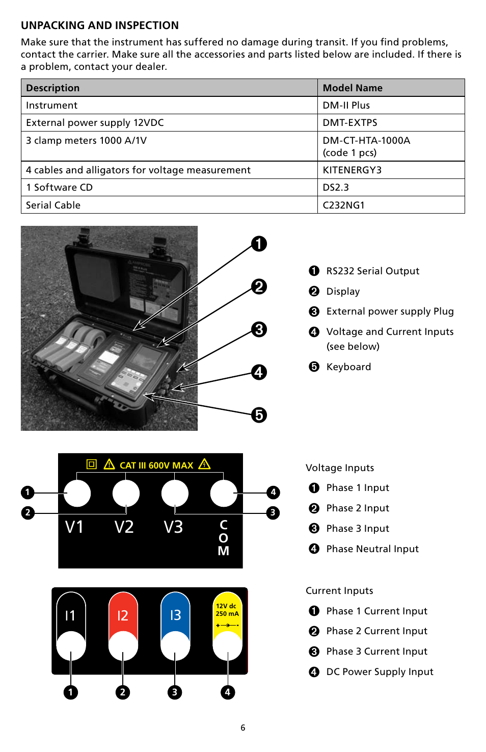 V1 v2 v3, I1 i2 i3 | Amprobe DM-II-PLUS Power-Quality-Recorder User Manual | Page 8 / 194