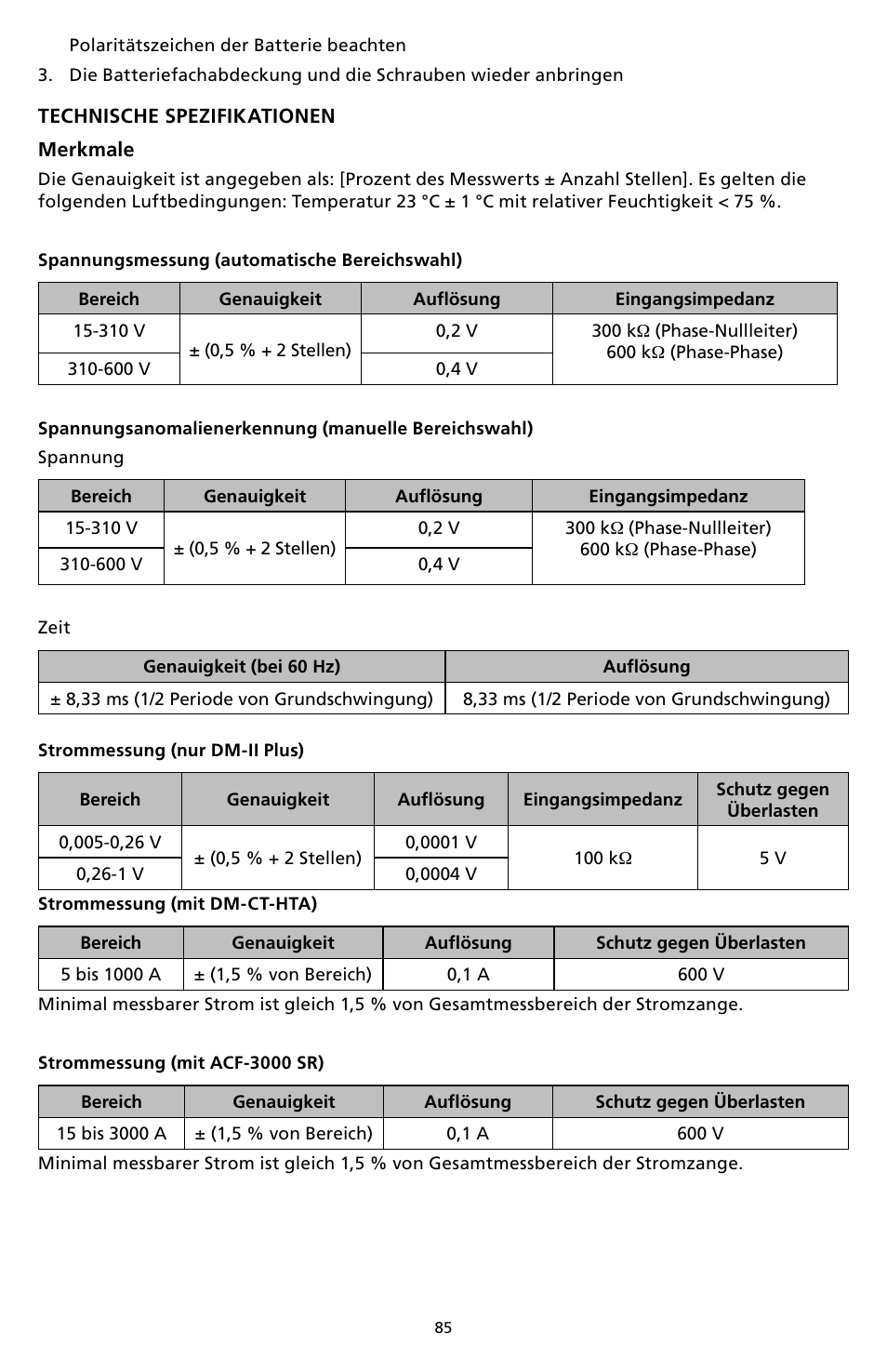 Amprobe DM-II-PLUS Power-Quality-Recorder User Manual | Page 87 / 194