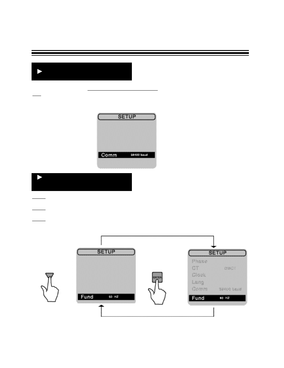 Rcommunication set-up, Rfund (fundamental frequency) set-up | Amprobe DMII-PRO Data-Logger-Recorder User Manual | Page 10 / 36