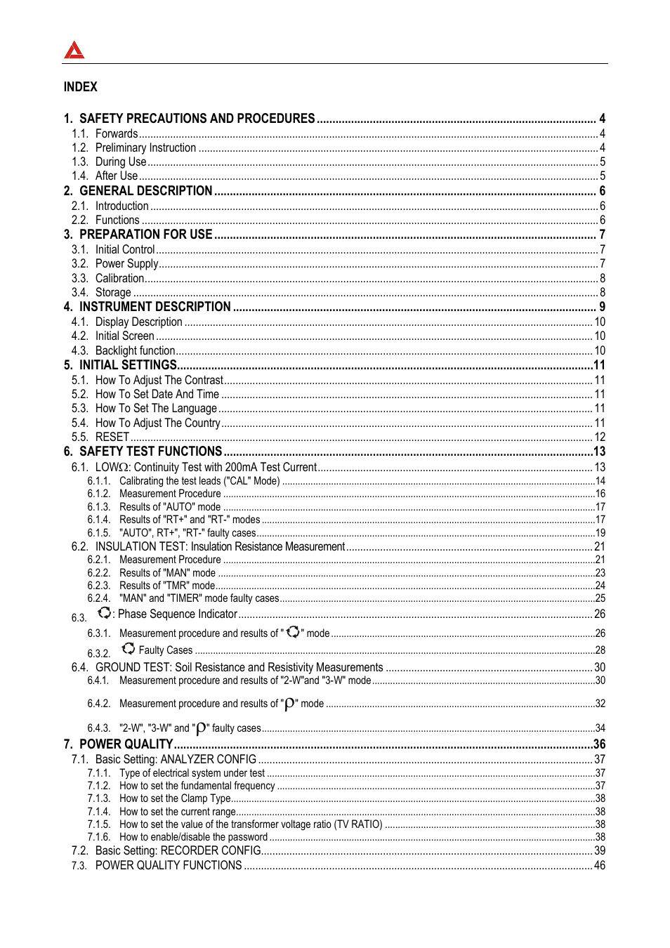Amprobe | Amprobe DMIII-Multitest Power-Quality-Recorder User Manual | Page 3 / 104