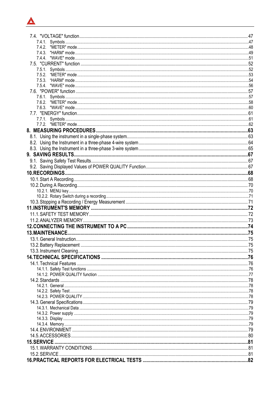 Amprobe | Amprobe DMIII-Multitest Power-Quality-Recorder User Manual | Page 4 / 104