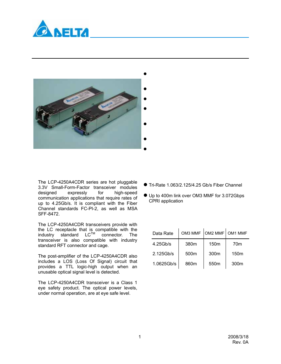 Delta Electronics LCP-4250A4CDR User Manual | 13 pages