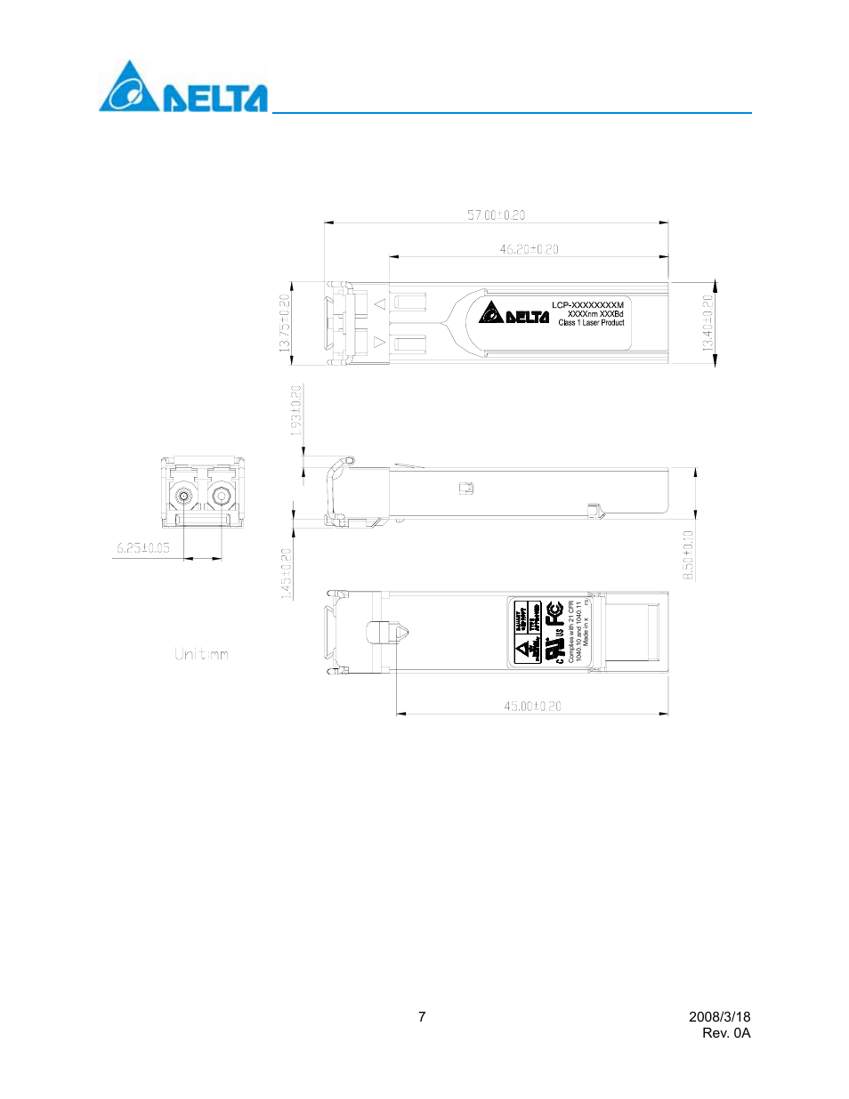 Sfp timing parameters for sfp management, Delta electronics, inc | Delta Electronics LCP-4250A4CDR User Manual | Page 7 / 13