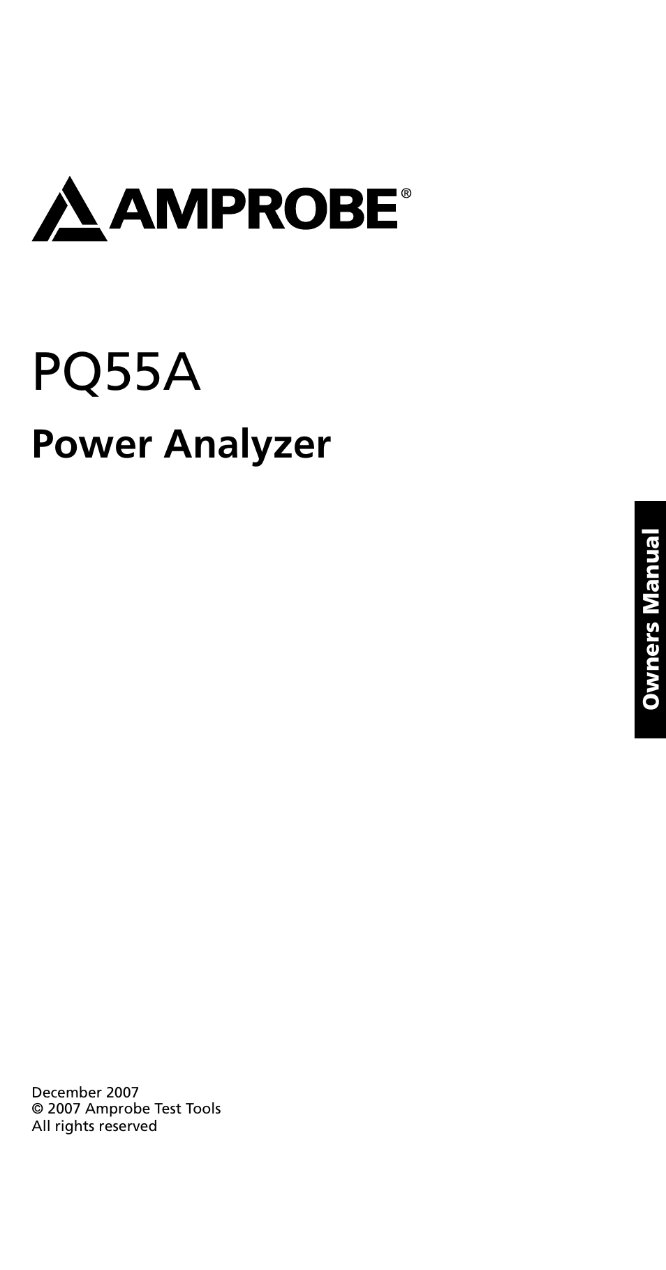 Pq55a, Power analyzer | Amprobe PQ55A Power-Analyzer User Manual | Page 2 / 43