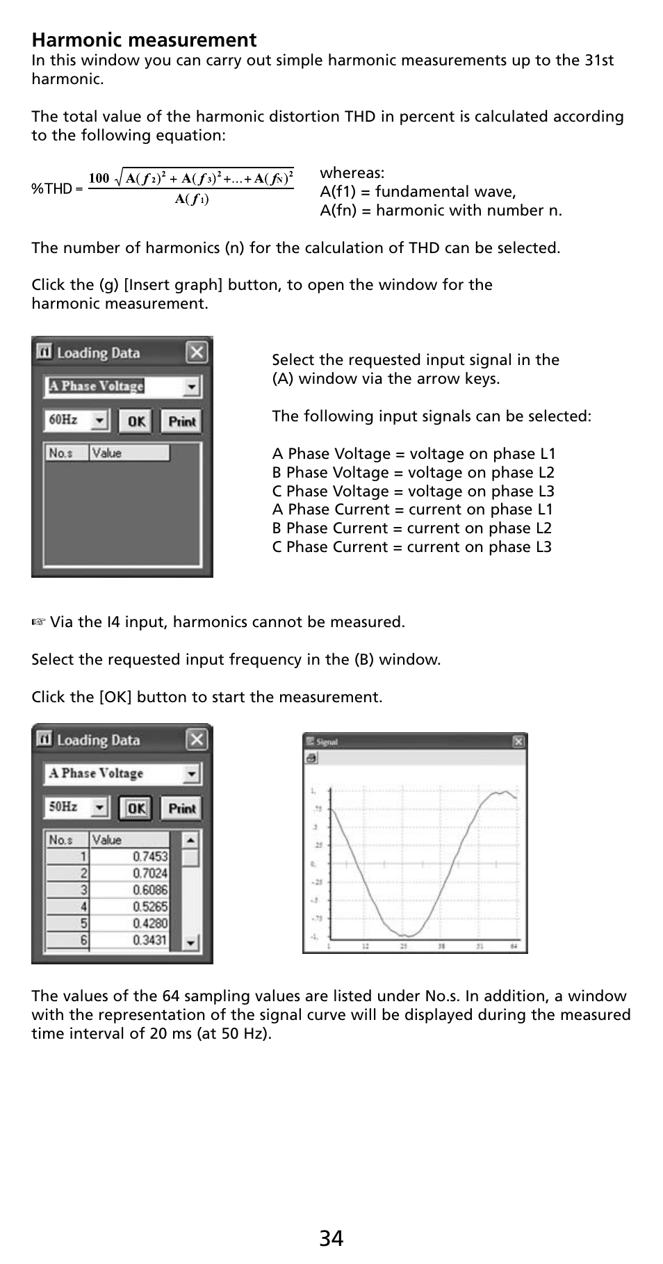 Harmonic measurement | Amprobe PQ55A Power-Analyzer User Manual | Page 34 / 43