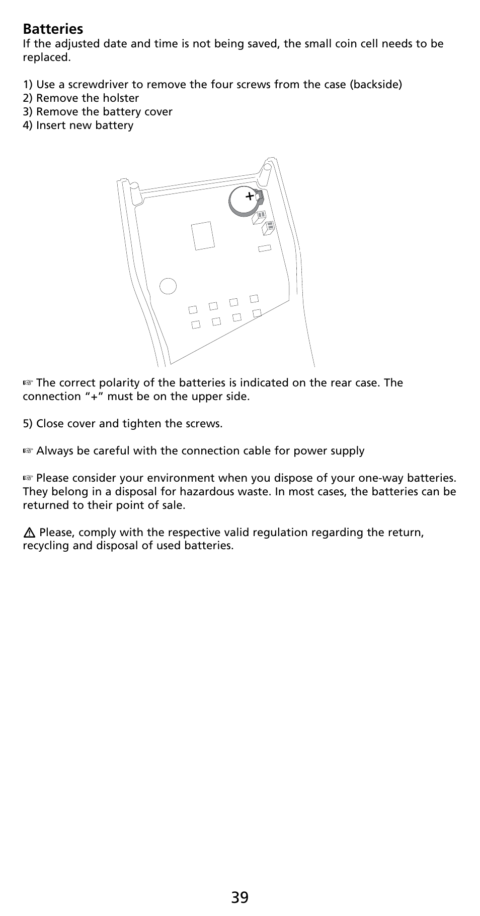 Batteries | Amprobe PQ55A Power-Analyzer User Manual | Page 39 / 43