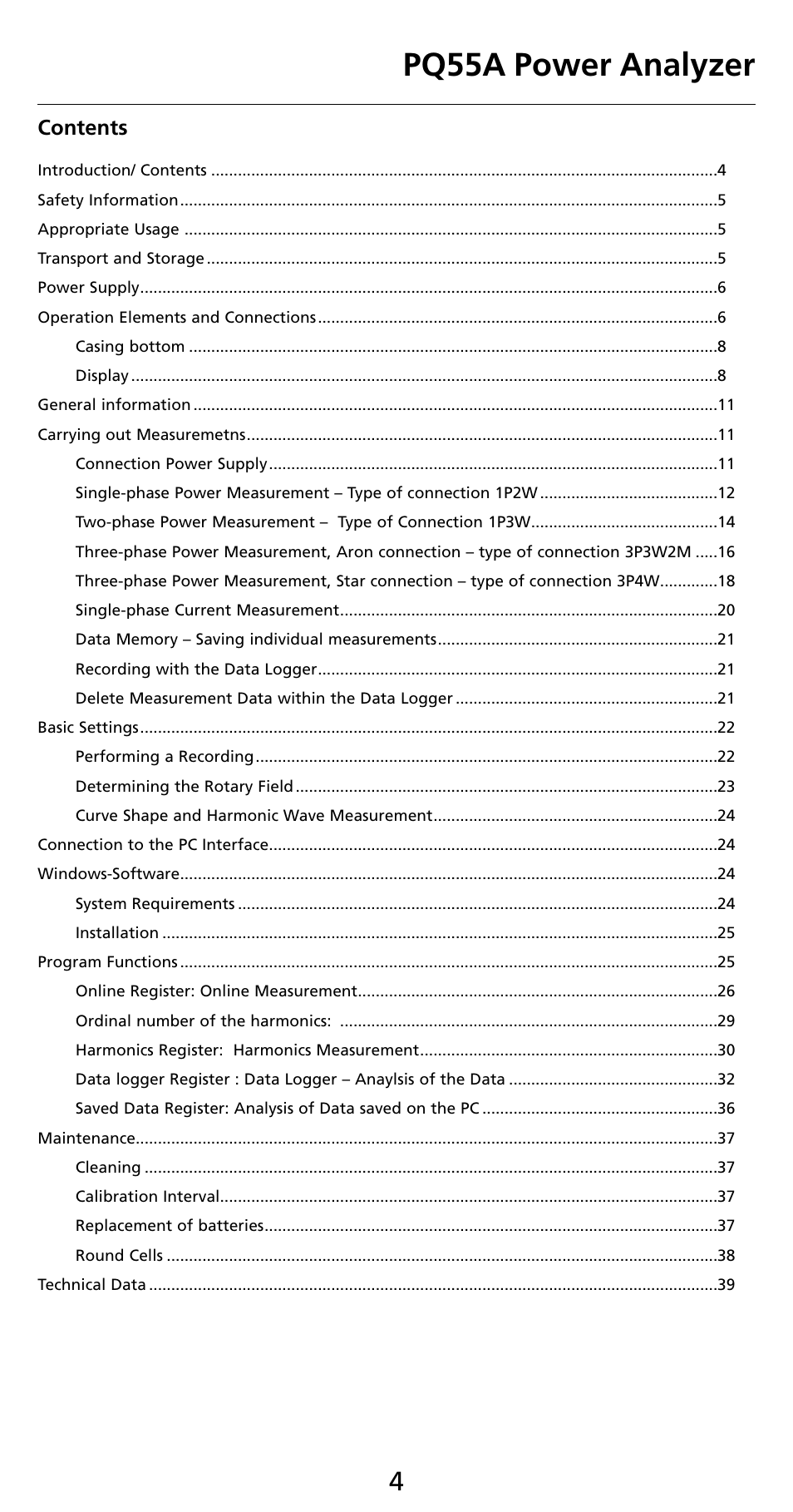 Amprobe PQ55A Power-Analyzer User Manual | Page 4 / 43