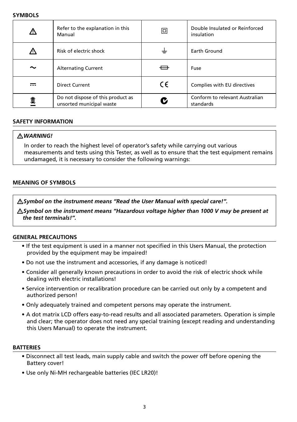 Amprobe AMB-110 Insulation-Resistance-Tester User Manual | Page 8 / 52
