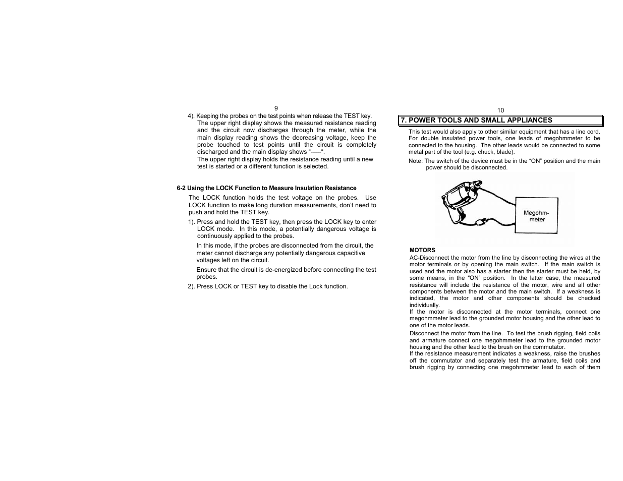 Power tools and small appliances | Amprobe AMB-25 Insulation-Tester User Manual | Page 6 / 9
