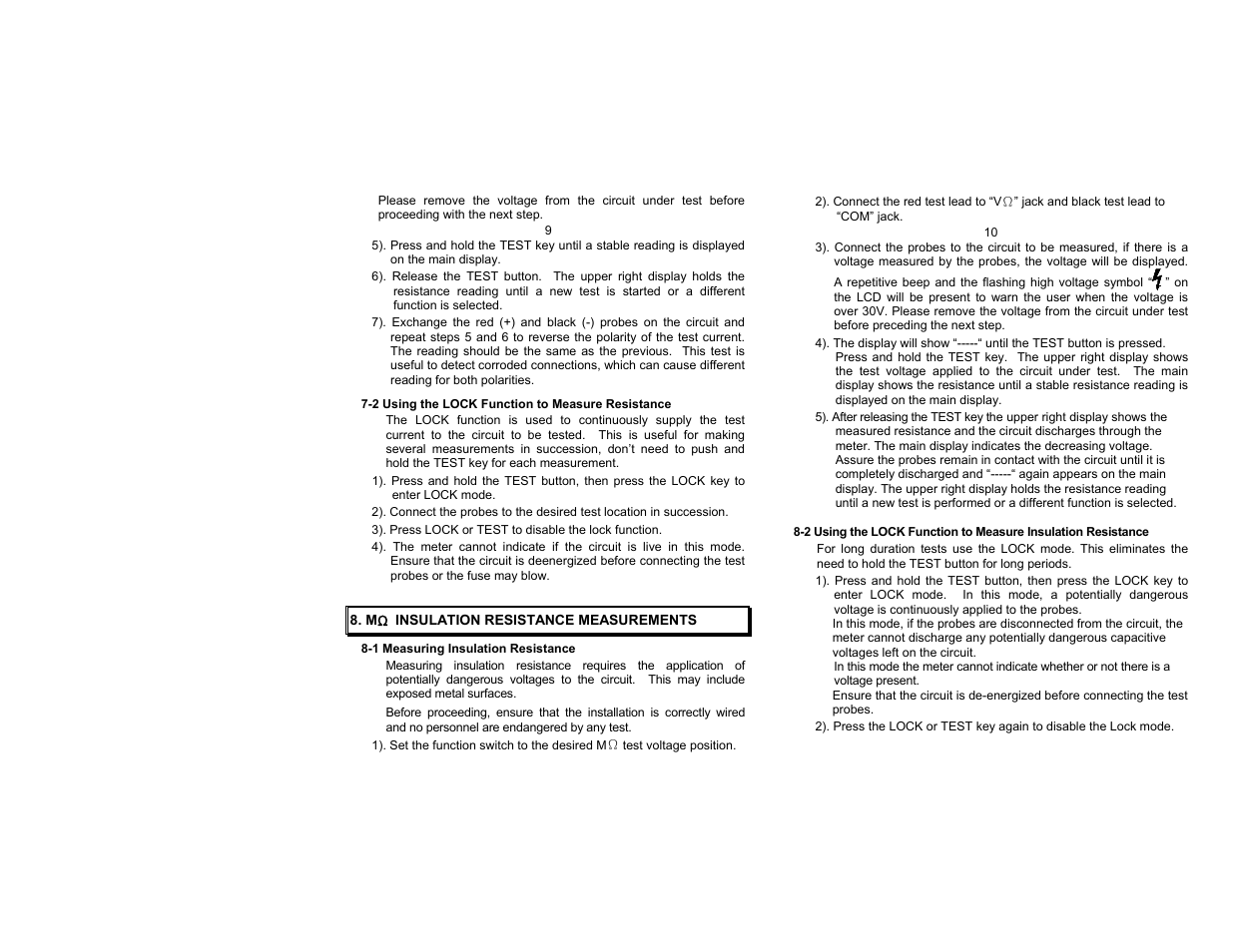 Mo insulation resistance measurements | Amprobe AMB-35 Insulation-Tester User Manual | Page 6 / 9