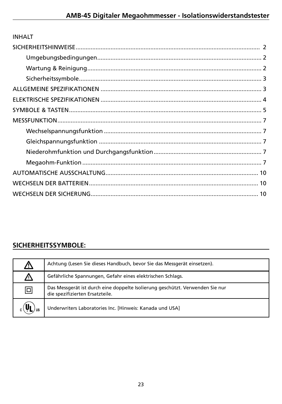 Amprobe AMB-45 Digital-Megohmmeter User Manual | Page 27 / 62