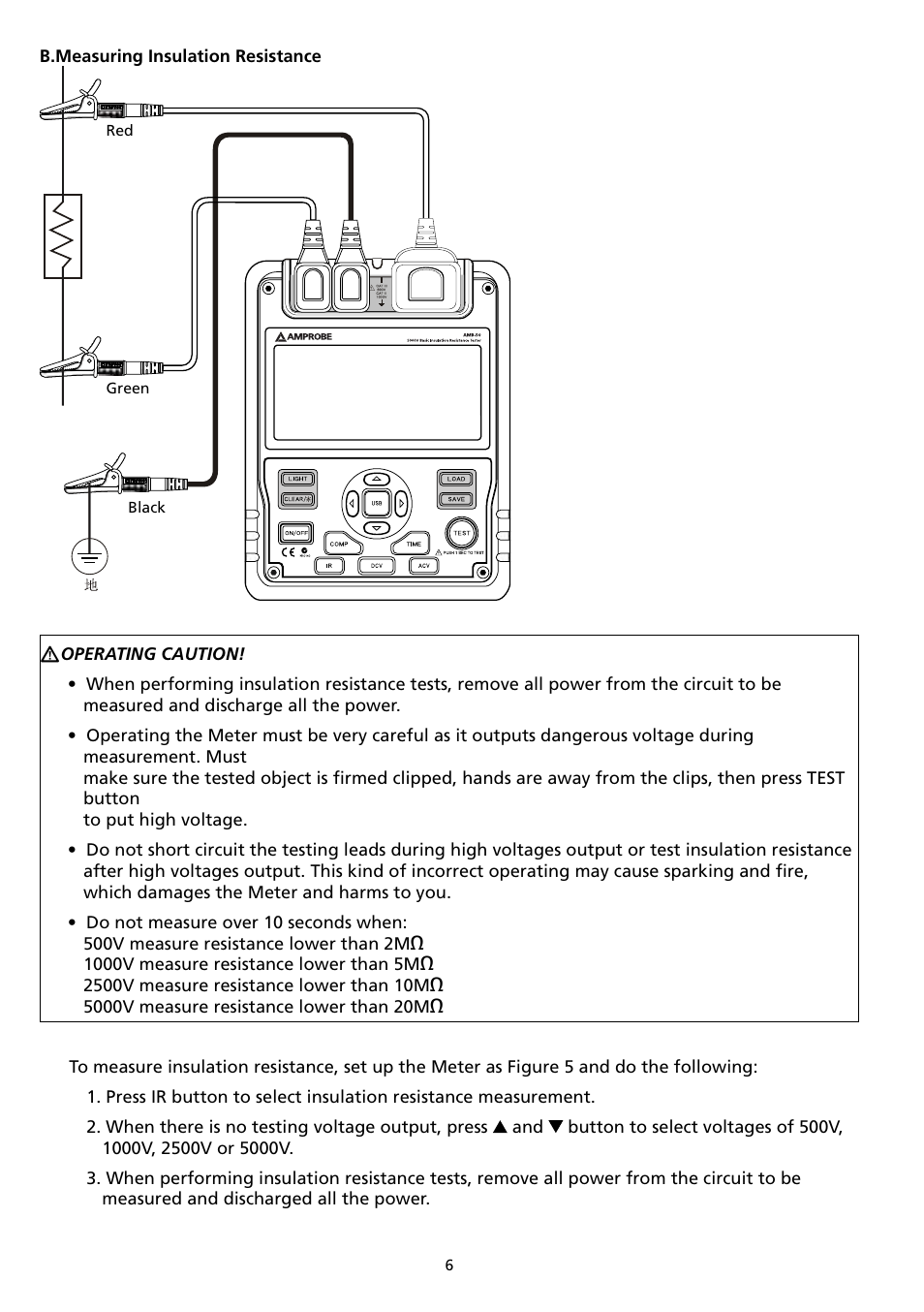 Amprobe AMB-50 Insulation-Resistance-Tester User Manual | Page 12 / 20