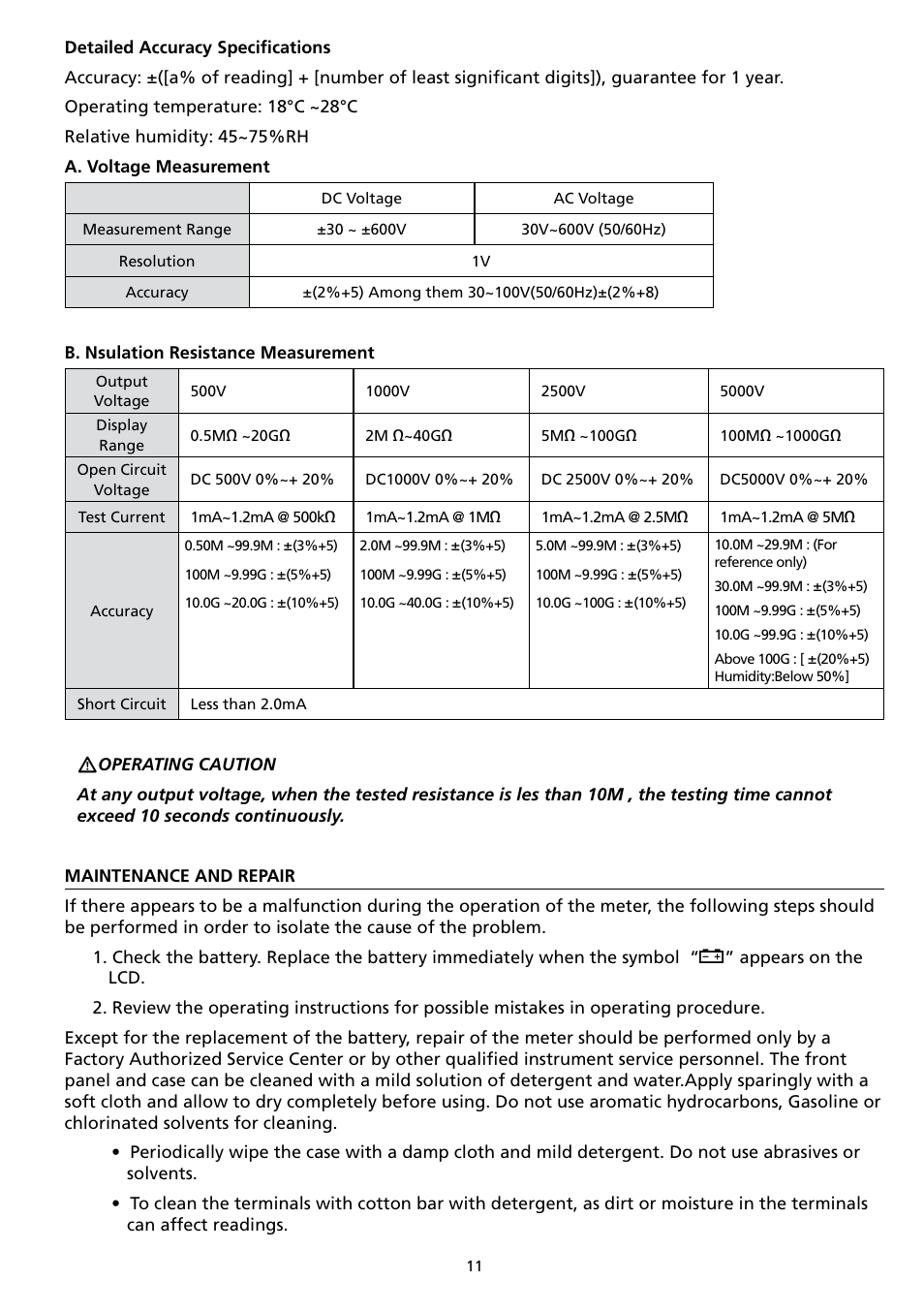 Amprobe AMB-50 Insulation-Resistance-Tester User Manual | Page 17 / 20