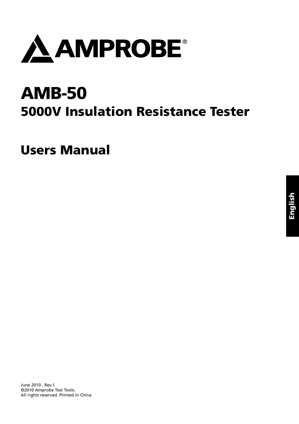 Amb-50, 5000v insulation resistance tester users manual | Amprobe AMB-50 Insulation-Resistance-Tester User Manual | Page 3 / 20