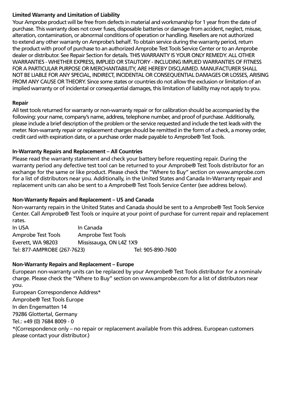 Amprobe AMB-50 Insulation-Resistance-Tester User Manual | Page 4 / 20