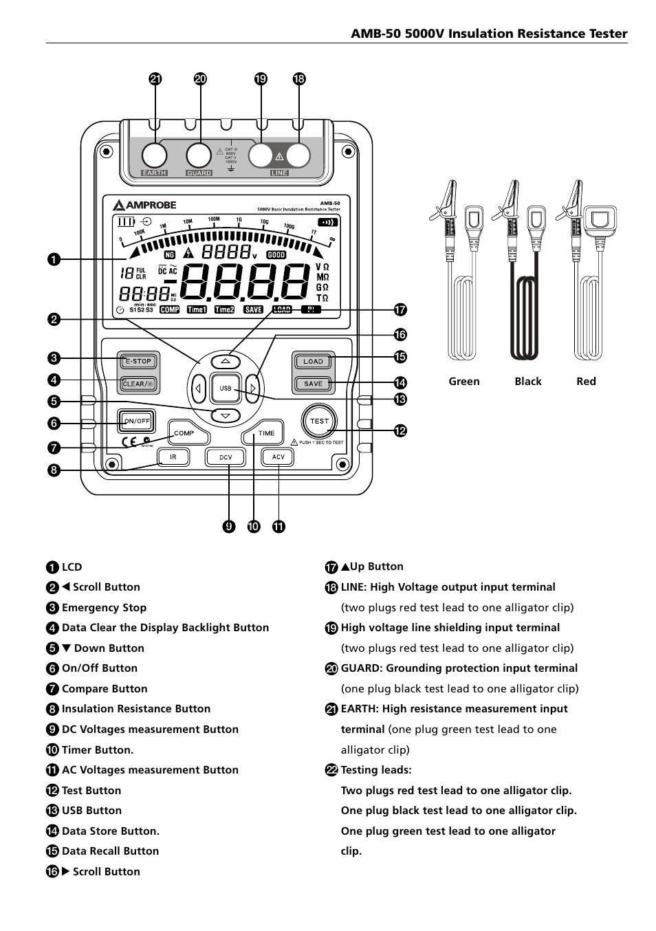 Amprobe AMB-50 Insulation-Resistance-Tester User Manual | Page 5 / 20