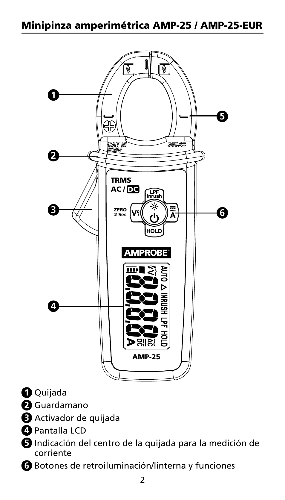 Minipinza amperimétrica amp-25 / amp-25-eur | Amprobe AMP-25 User Manual | Page 26 / 62