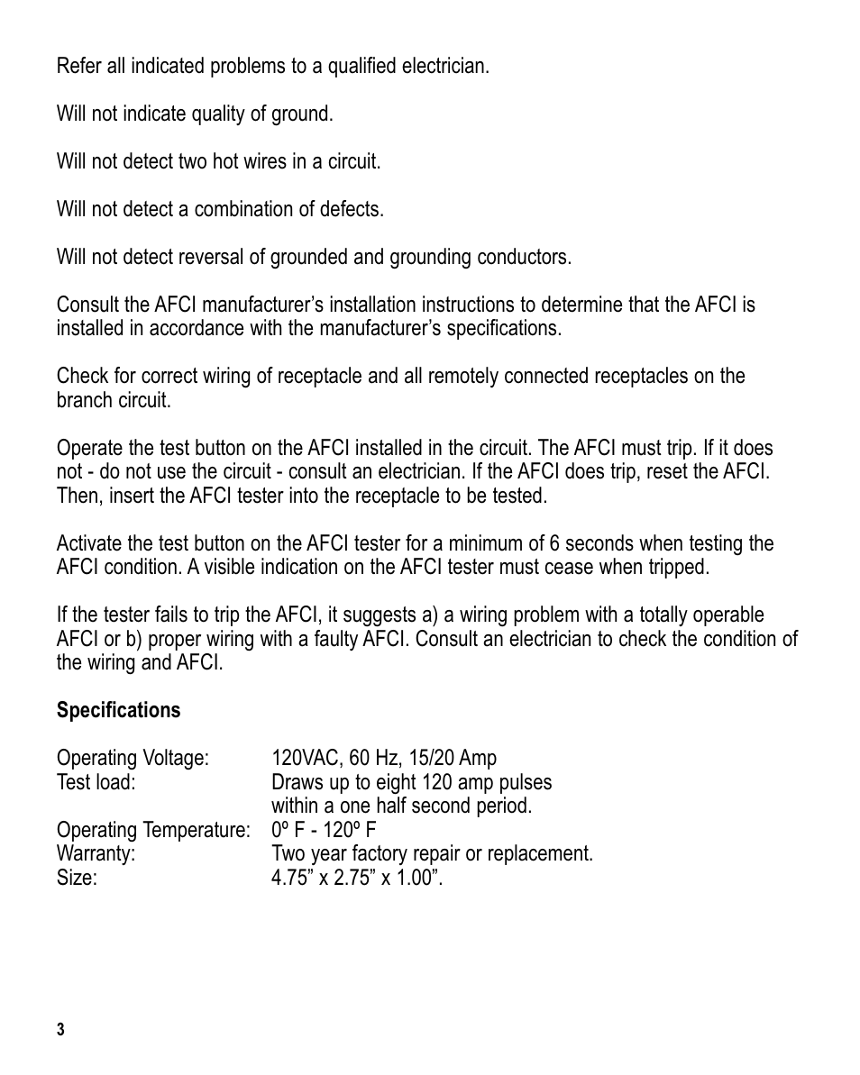 Amprobe BT-AFT1 Arc-Fault-Breaker-Tester User Manual | Page 4 / 8