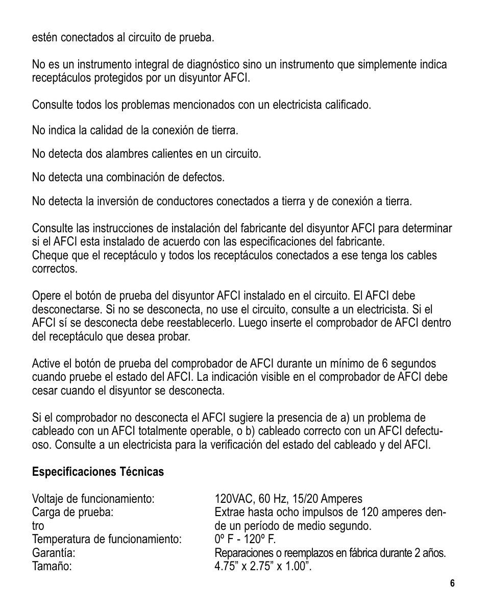 Amprobe BT-AFT1 Arc-Fault-Breaker-Tester User Manual | Page 7 / 8