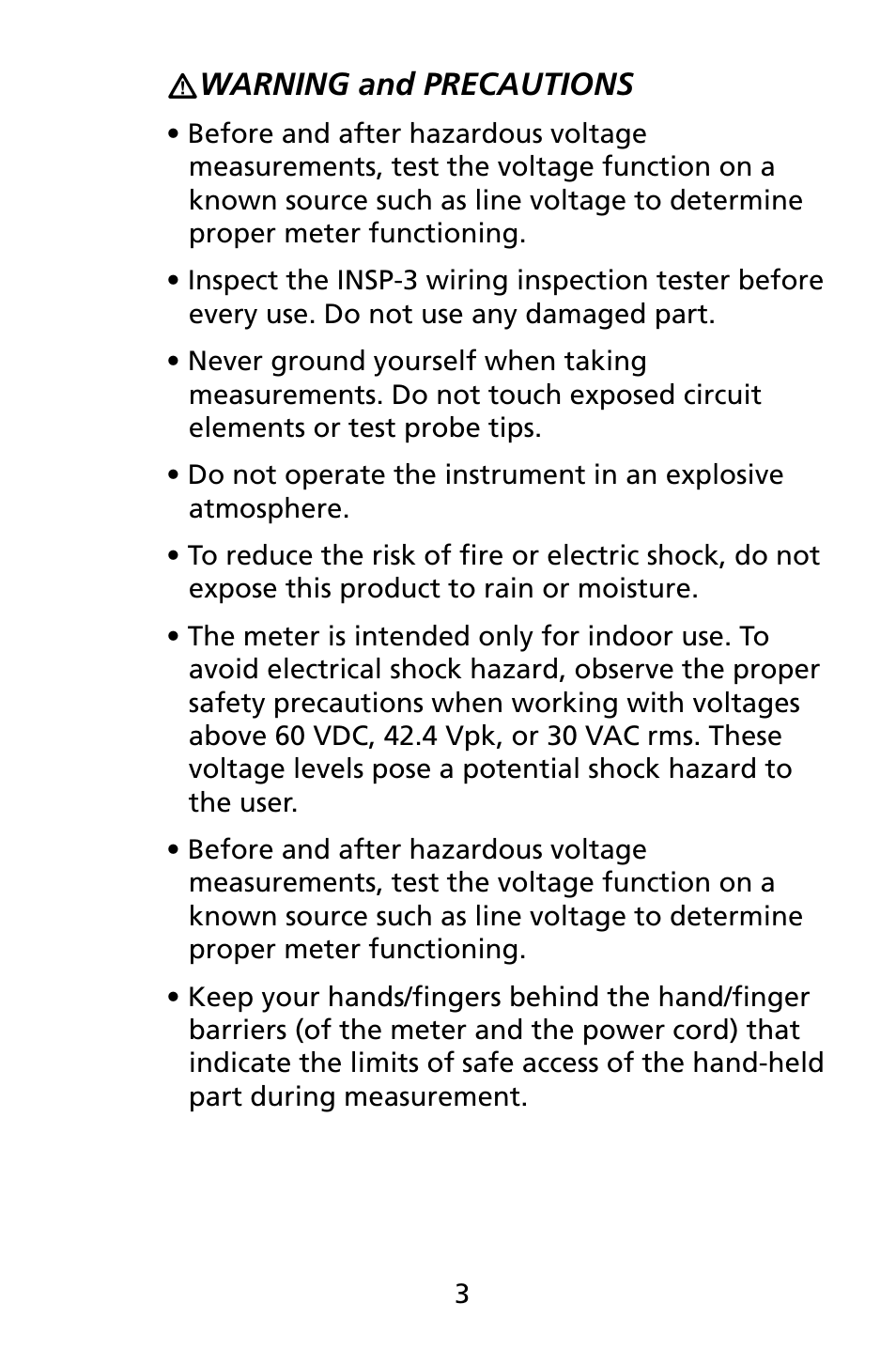 Amprobe INSP-3 Wiring-Inspection-Tester User Manual | Page 9 / 22