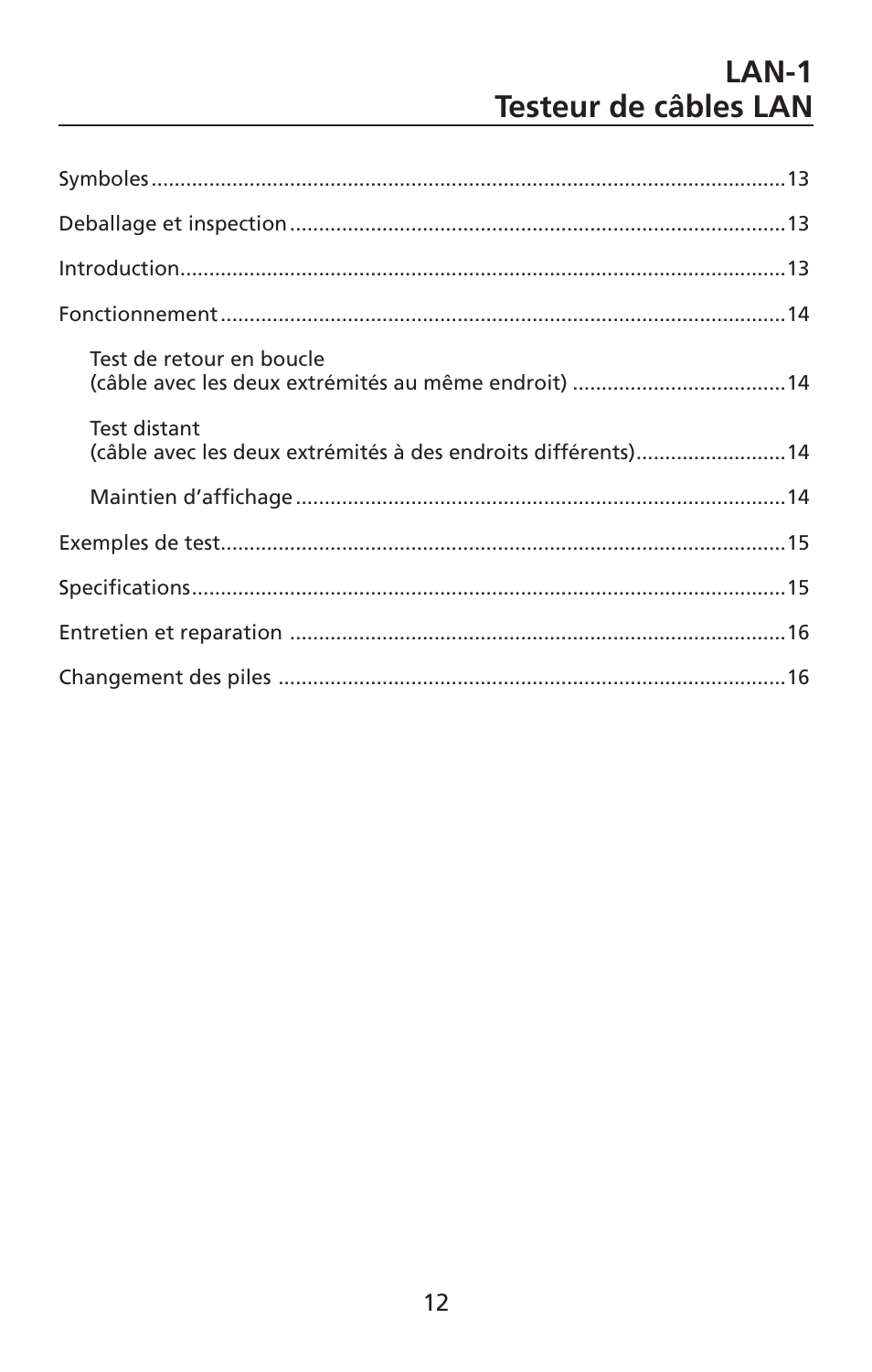 Lan-1 testeur de câbles lan | Amprobe LAN-1 Lan-Cable-Tester User Manual | Page 13 / 50