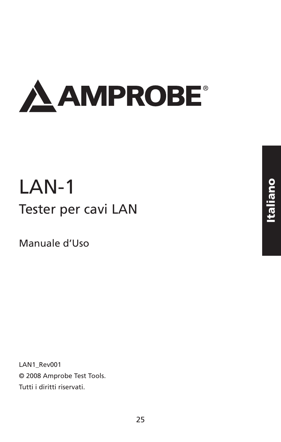 Lan-1, Tester per cavi lan | Amprobe LAN-1 Lan-Cable-Tester User Manual | Page 26 / 50