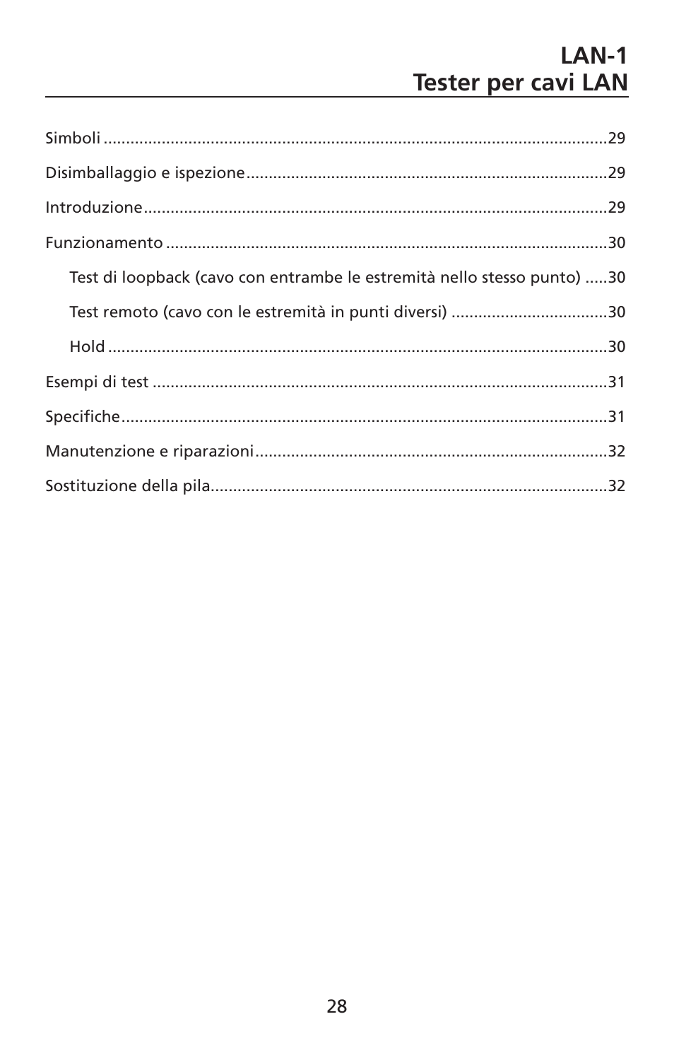 Lan-1 tester per cavi lan | Amprobe LAN-1 Lan-Cable-Tester User Manual | Page 29 / 50